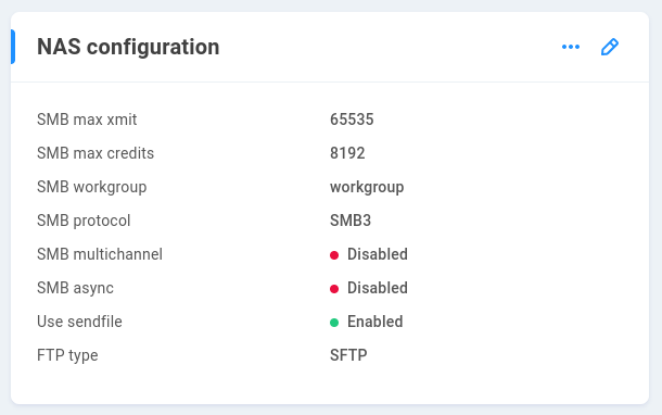 NAS configuration