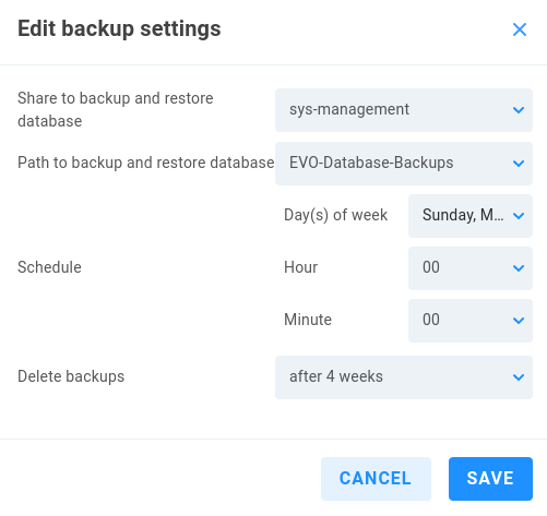 backup settings