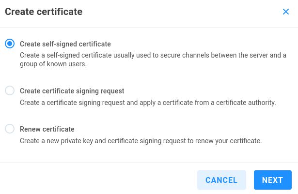 create certificate