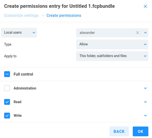 create permissions
