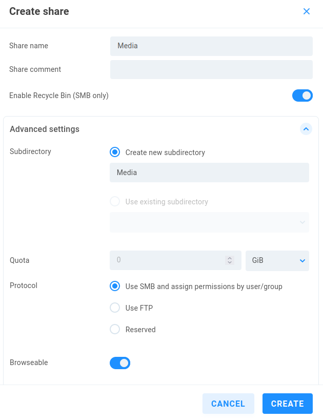 create share