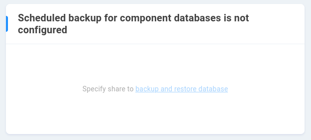 scheduled backup for component databases is not configured
