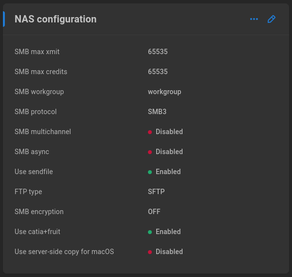 NAS configuration