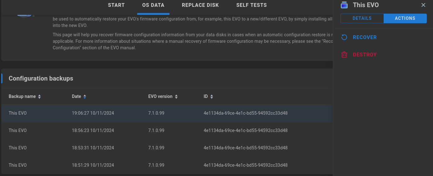 configuration recovery