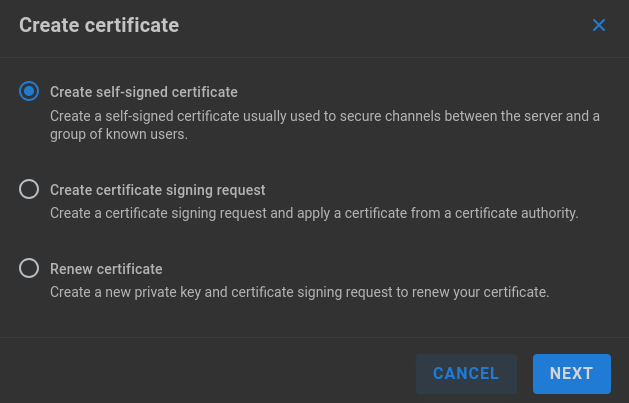 create certificate