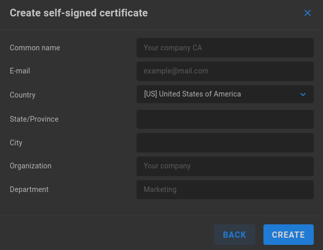 create self-signed certificate