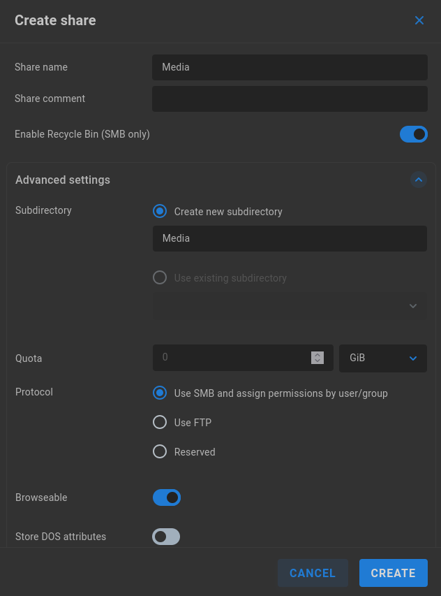 create share