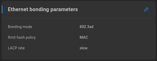 Ethernet bonding parameters
