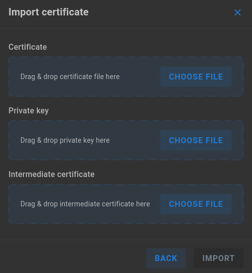 import existing certificate