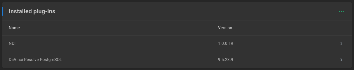 installed plugins