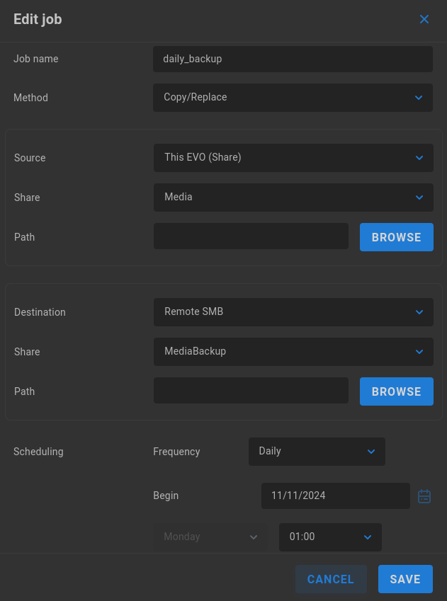 new replication job