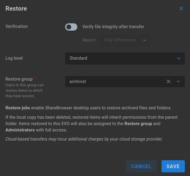 restore settings