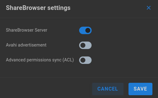 ShareBrowser settings