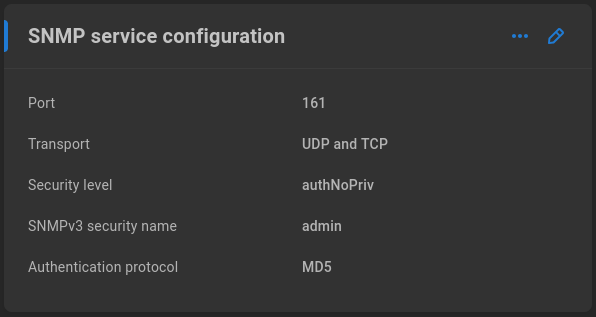 SNMP service configuration
