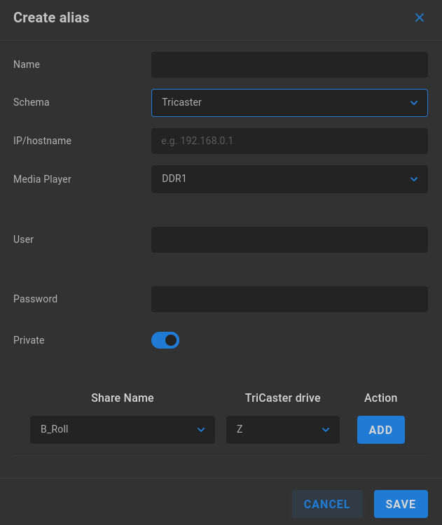 Tricaster alias