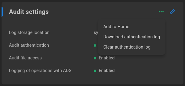 Audit authentication options