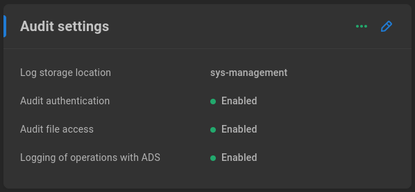 Audit settings