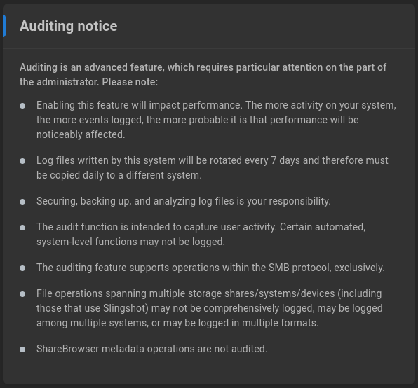 Auditing notice