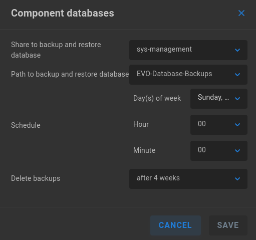 edit component database config