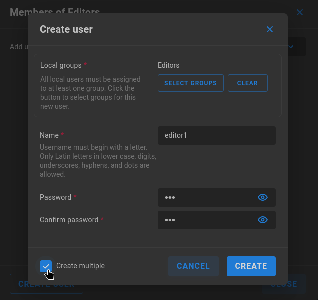 create user