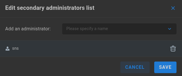 edit secondary administrators