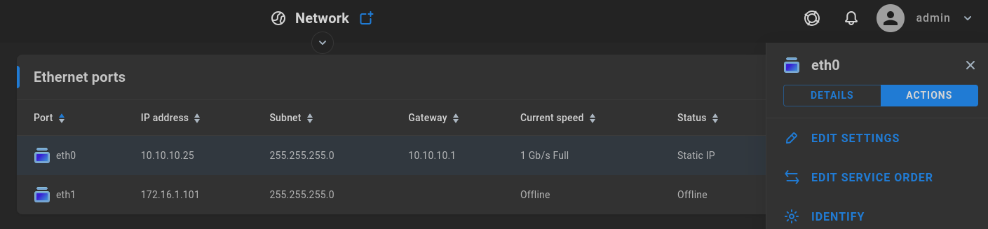 Ethernet port options