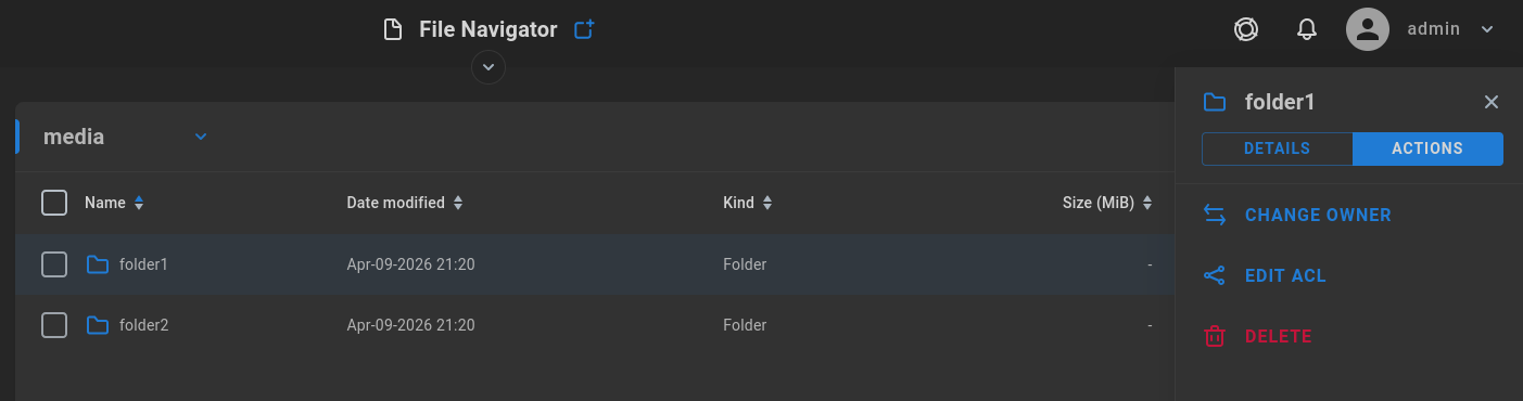 folder and file level file navigator options