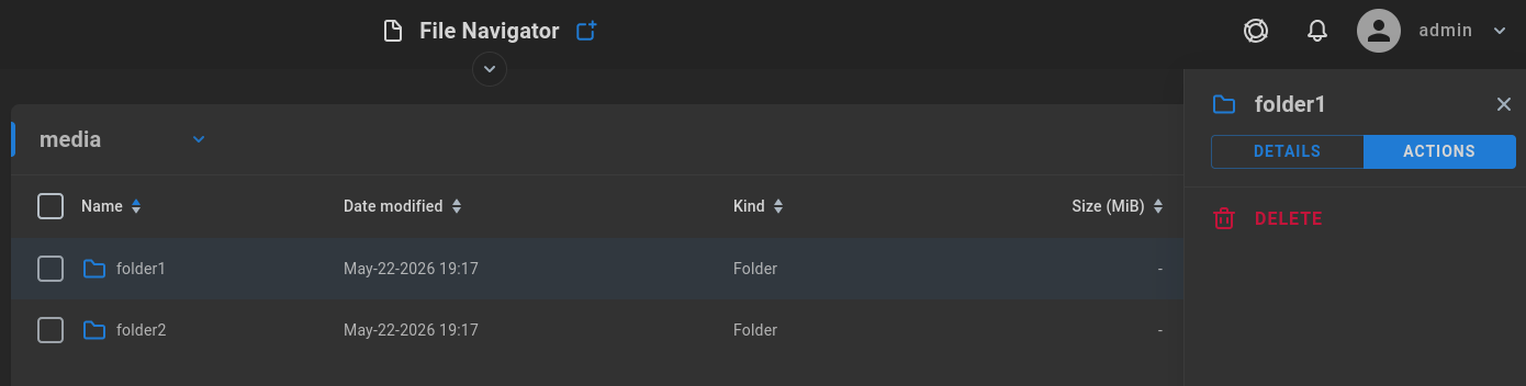 share level file navigator options