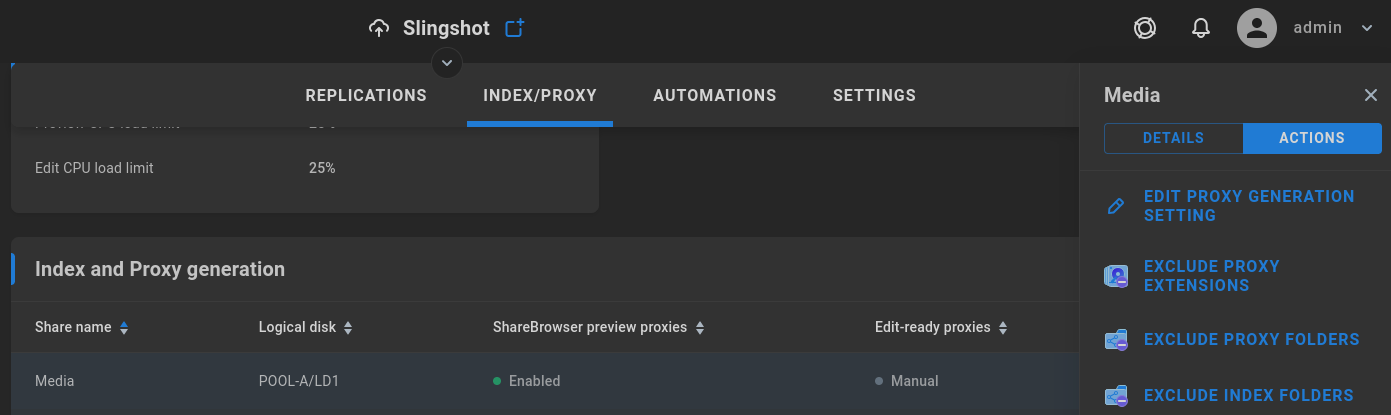 Index/Proxy options