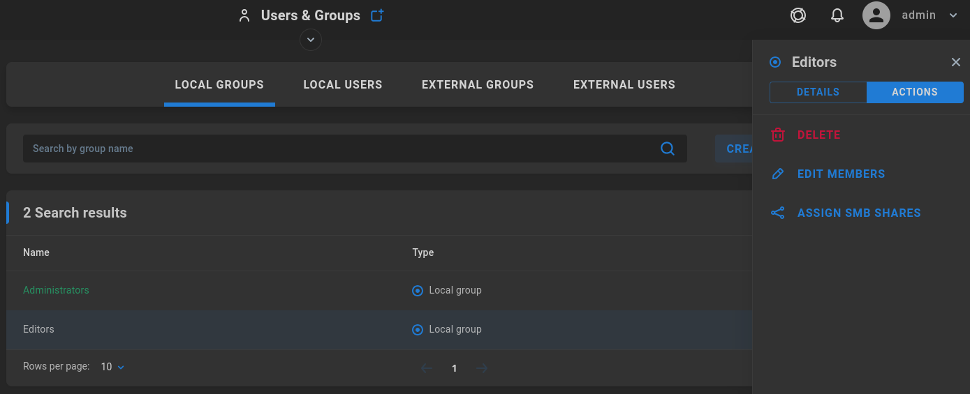 local group options