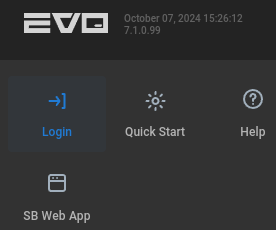 EVO login top left