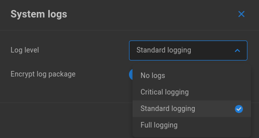 logging level