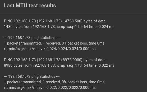 MTU test jumbo success