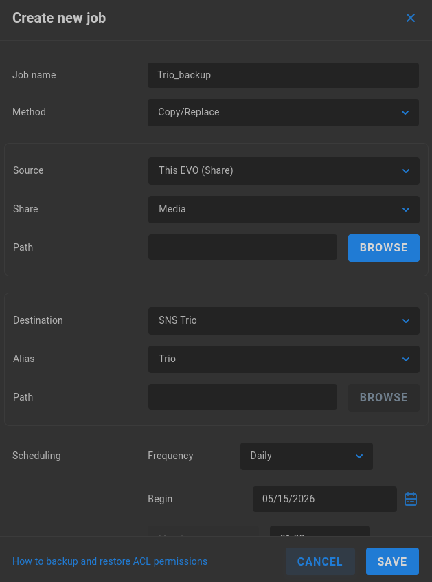 new replication job