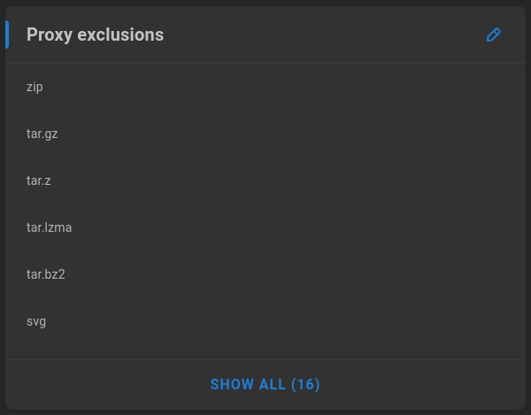 Proxy exclusions
