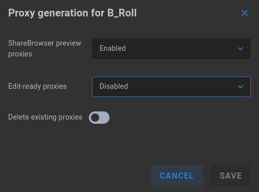 proxy generation options