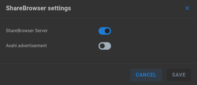 ShareBrowser settings