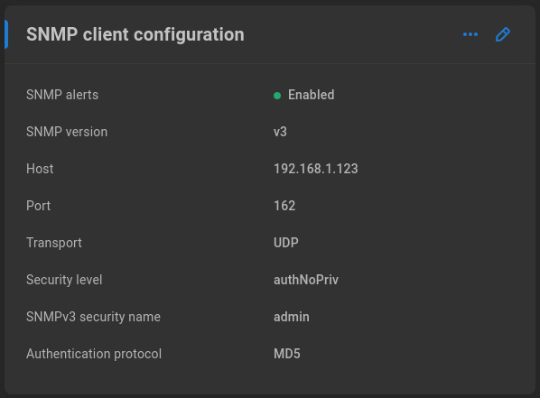 SNMP client configuration